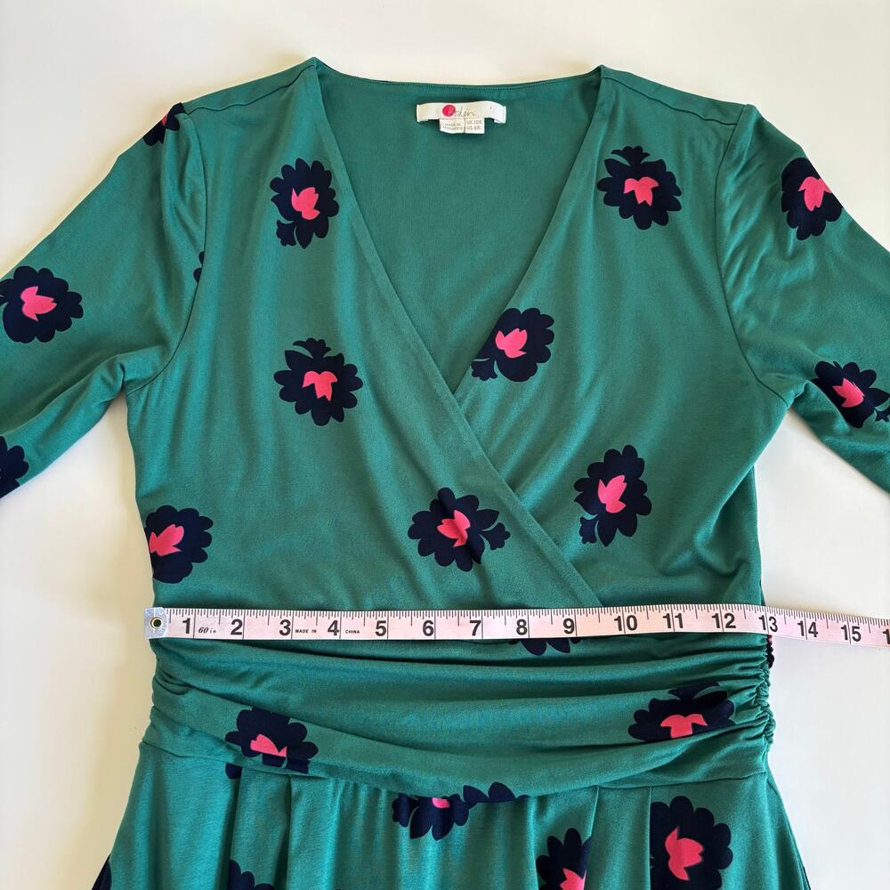 Boden Kassidy Floral Jersey Midi Dress Women’s 6 Green Bloom Stamp Surplice - Picture 7 of 10